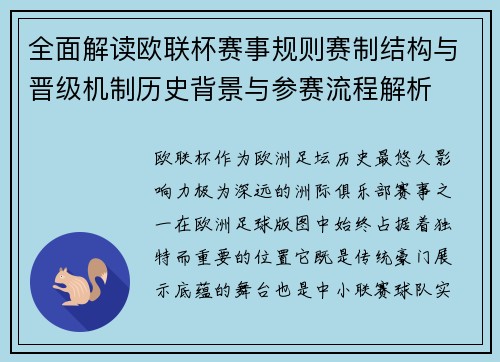全面解读欧联杯赛事规则赛制结构与晋级机制历史背景与参赛流程解析 全面解读欧联杯赛事规则赛制结构与晋级机制历史背景与参赛流程解析